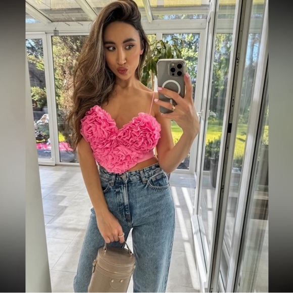 ZARA VOLUMINOUS HEART CROP TOP - Picture 11 of 16